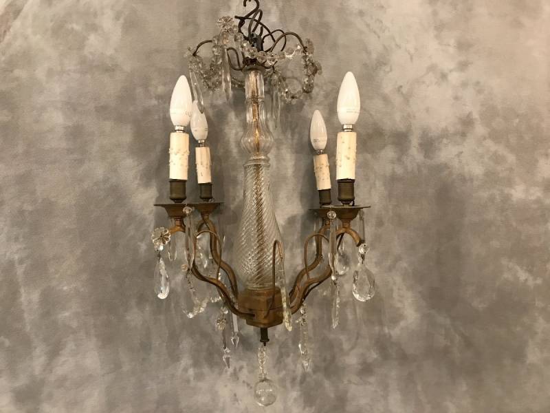 Small crystal chandelier with 4 light periods 19 th