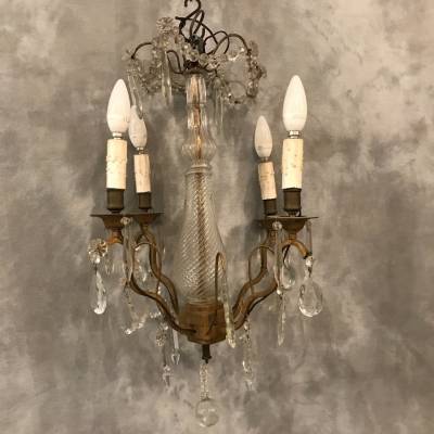 Small crystal chandelier with 4 light periods 19 th