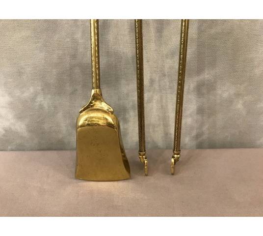 Set of a shovel and a brass chimney rinse and bronze epoch 19-th