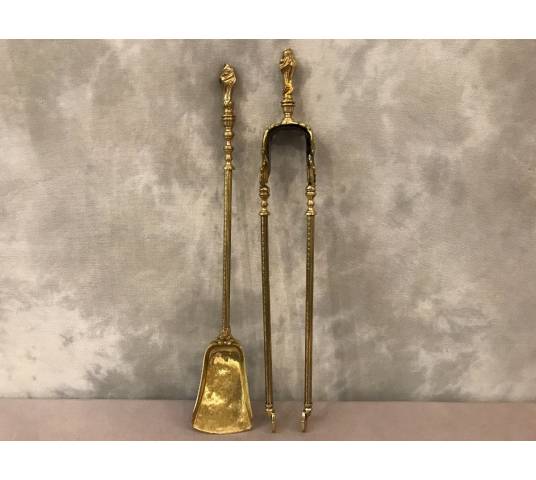 Set of a shovel and a brass chimney rinse and bronze epoch 19-th