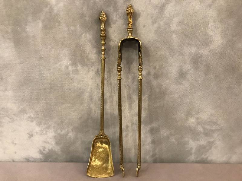 Set of a shovel and a brass chimney rinse and bronze epoch 19-th