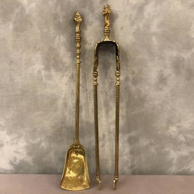 Set of a shovel and a brass chimney rinse and bronze epoch 19-th