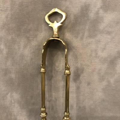 Pince de cheminée ancienne en laiton d'époque 19 ème-fr