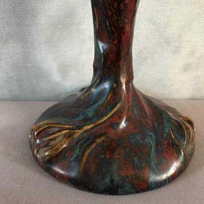 Rare lampe à pétrole en céramique d'époque Art Nouveau Dalpayrat