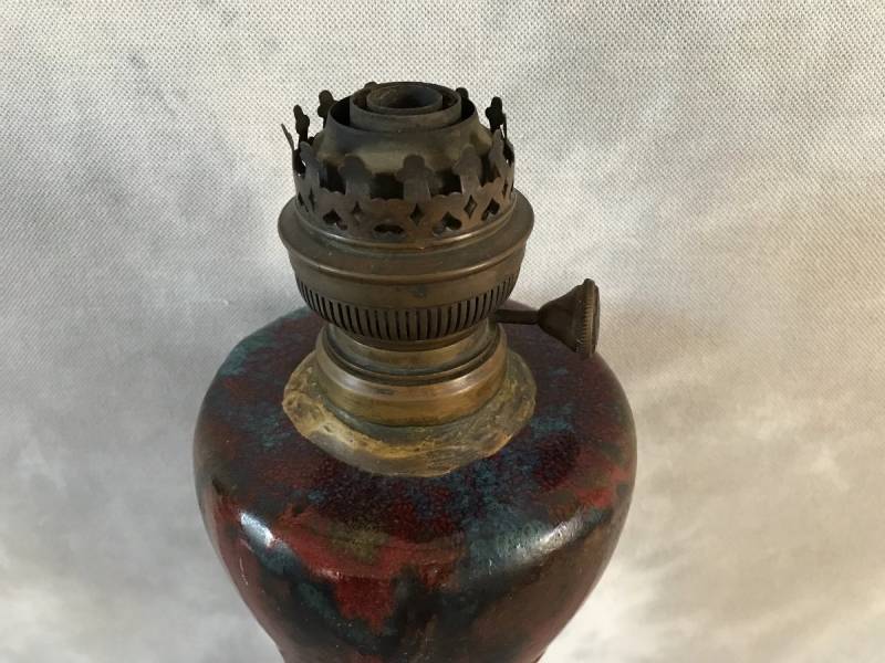 Lampe à Pétrole En Céramique 16 Cm - Vintage Et Rare - Bon état