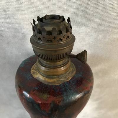 Rare lampe à pétrole en céramique d'époque Art Nouveau Dalpayrat