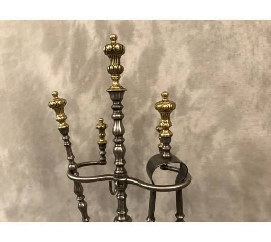Beau servant of a former iron fireplace and period polished bronze 19 th