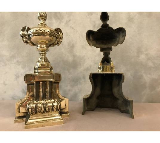 Beaux chenets en bronze d'époque  début 19 ème