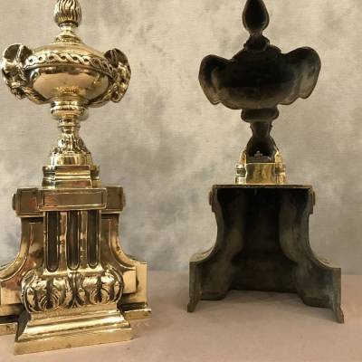 Beaux chenets en bronze d'époque  début 19 ème