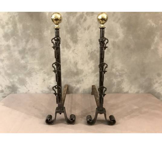 Old fashions of wrought iron and vintage brass ball 18 th