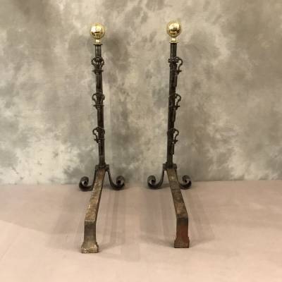 Old fashions of wrought iron and vintage brass ball 18 th
