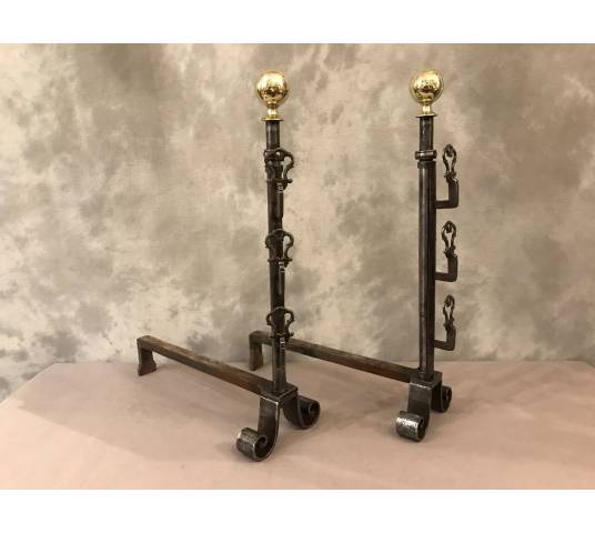 Old fashions of wrought iron and vintage brass ball 18 th