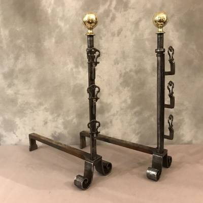 Old fashions of wrought iron and vintage brass ball 18 th