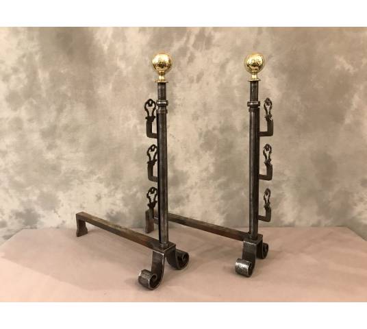 Old fashions of wrought iron and vintage brass ball 18 th