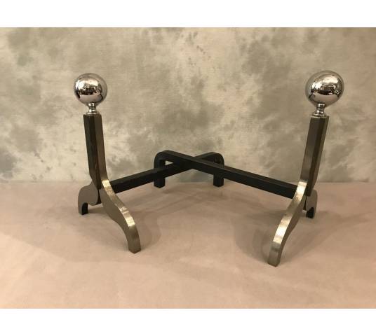 Pair modernist, chrome-plated metal track circa 1970