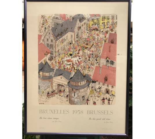 Gravure de Jean Dratz vue de Bruxelles " au bon vieux temps"