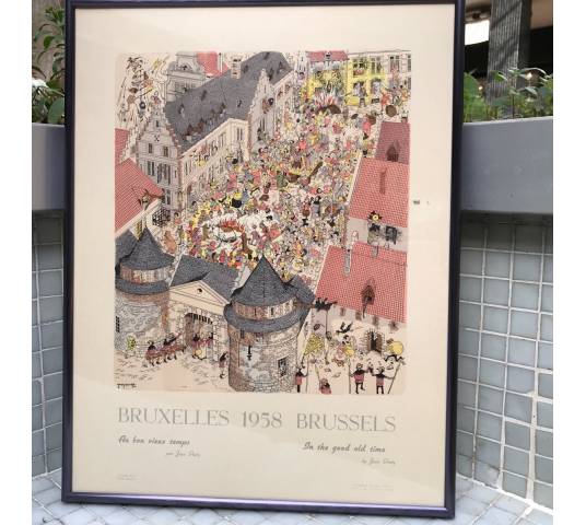 Gravure de Jean Dratz vue de Bruxelles " au bon vieux temps"