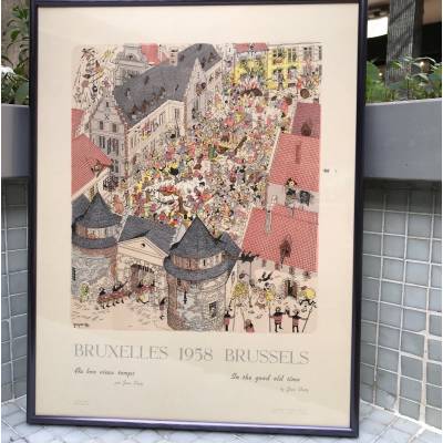 Gravure de Jean Dratz vue de Bruxelles " au bon vieux temps"