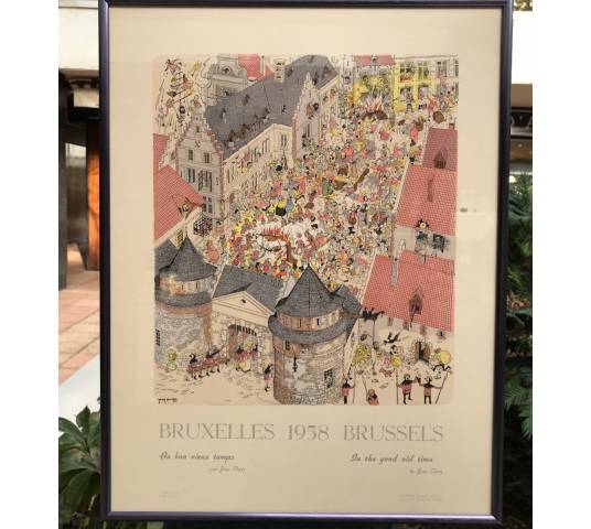 Gravure de Jean Dratz vue de Bruxelles " au bon vieux temps"