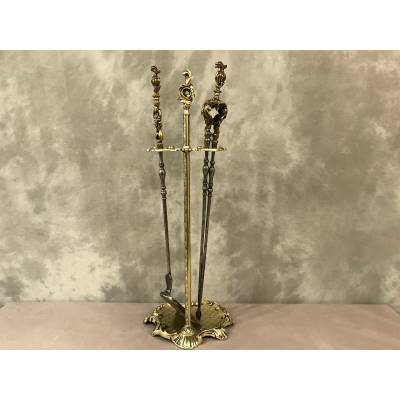 Servant of ancient fireplace in bronze and vintage 19 th