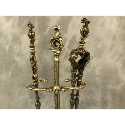 Servant of ancient fireplace in bronze and vintage 19 th