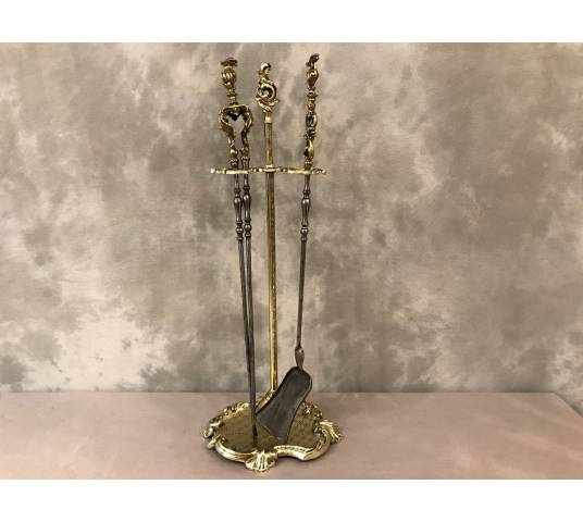 Servant of ancient fireplace in bronze and vintage 19 th