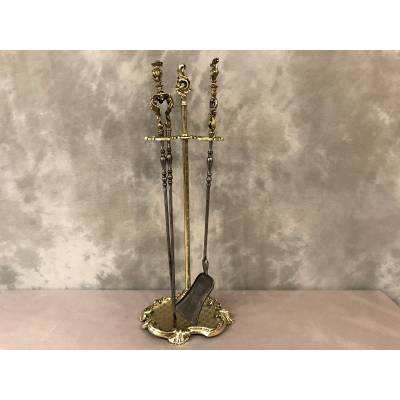 Servant of ancient fireplace in bronze and vintage 19 th