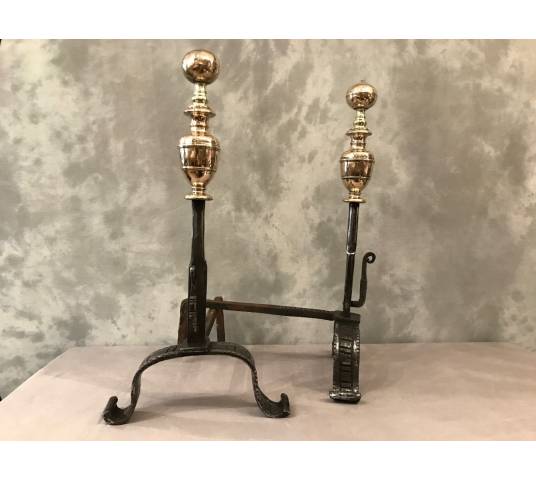 Pair of ancient channel of time 17 th in iron and brass and copper