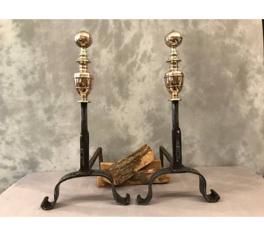 Pair of ancient channel of time 17 th in iron and brass and copper
