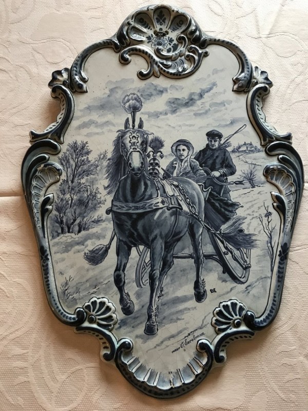 Tableau plaque décorative en faïence de Delft 19 ème  "Tichelaar Makkum"