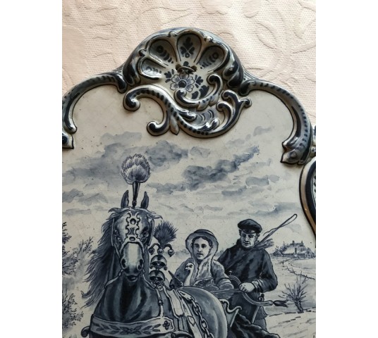 Tableau plaque décorative en faïence de Delft 19 ème  "Tichelaar Makkum"