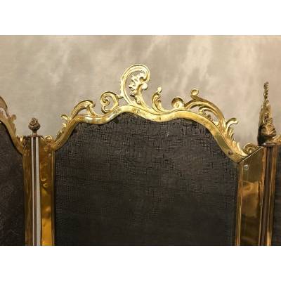Ravant fire of antique fireplace in bronze and vintage brass 19 th