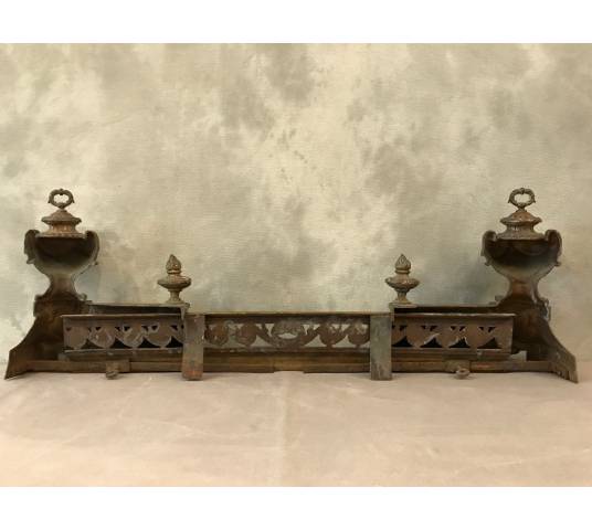 Barre de foyer en bronze d'époque 19 ème de style louis XVI