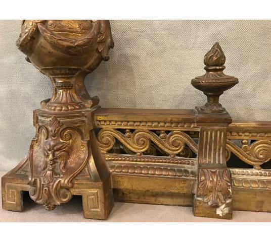 Period bronze fireplace 19 th of style louis XVI