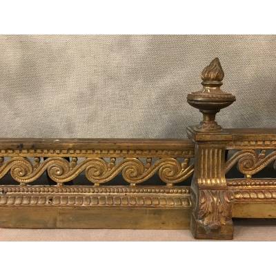 Barre de foyer en bronze d'époque 19 ème de style louis XVI