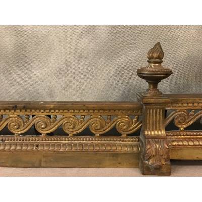 Barre de foyer en bronze d'époque 19 ème de style louis XVI