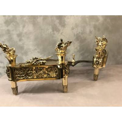 Ravishing Bronze chenets polished of time 18 th louis XVI