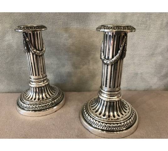 Pair of ancient silver metal seeders at the end of 19 th