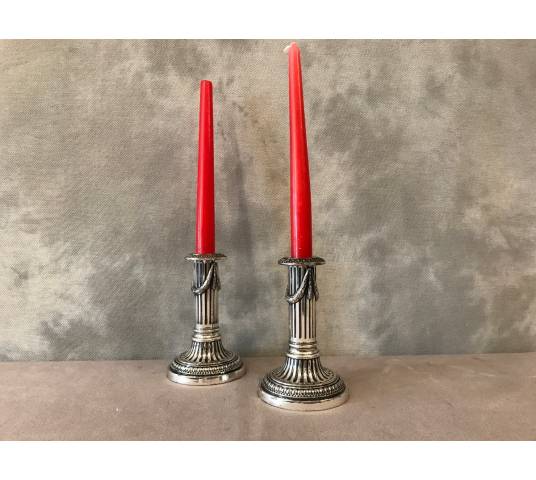 Pair of ancient silver metal seeders at the end of 19 th