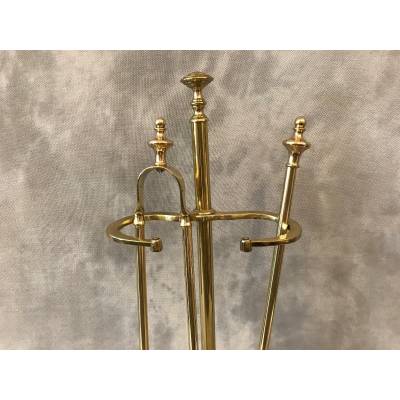 Serviteur de cheminée ancien en laiton d'époque ( 19ème siècle).