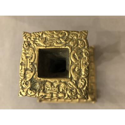 Golden bronze house of epoch 19 th of square shape