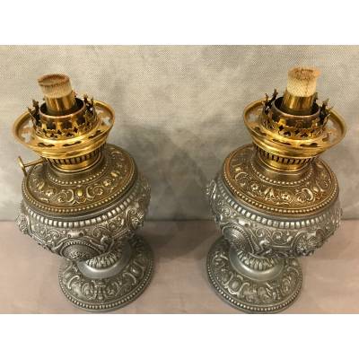 Pair of oil lamps in period 19 th