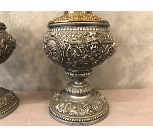 Pair of oil lamps in period 19 th