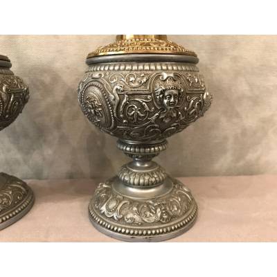 Pair of oil lamps in period 19 th