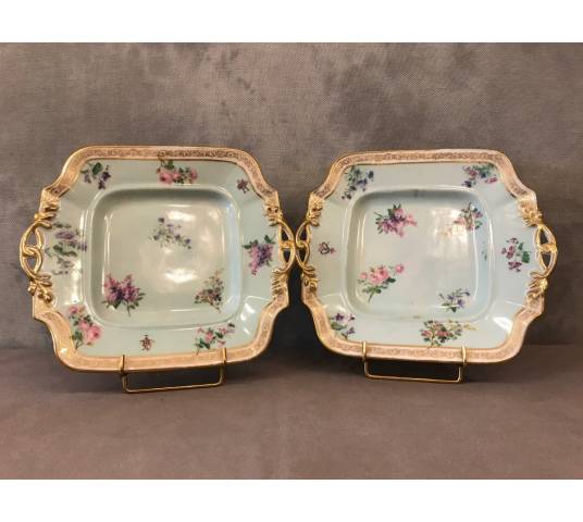 Paire de plat à gâteaux en porcelaine de Vieux Paris d'époque 19 ème