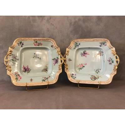 Paire de plat à mess en porcelaine de Vieux Paris d' epoch 19 ème