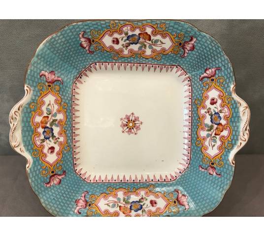 Plat à gâteaux en porcelaine Anglaise Cauldon d'époque 19 ème