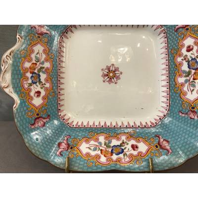 Plat à gâteaux en porcelaine Anglaise Cauldon d'époque 19 ème