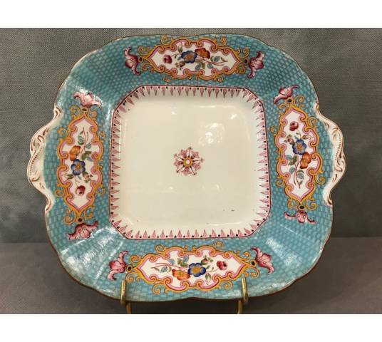 Plat à gâteaux en porcelaine Anglaise Cauldon d'époque 19 ème