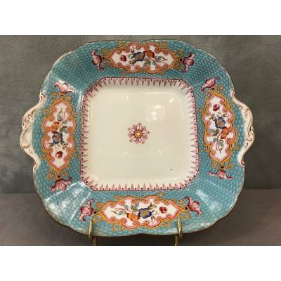 Plat à gâteaux en porcelaine Anglaise Cauldon d'époque 19 ème